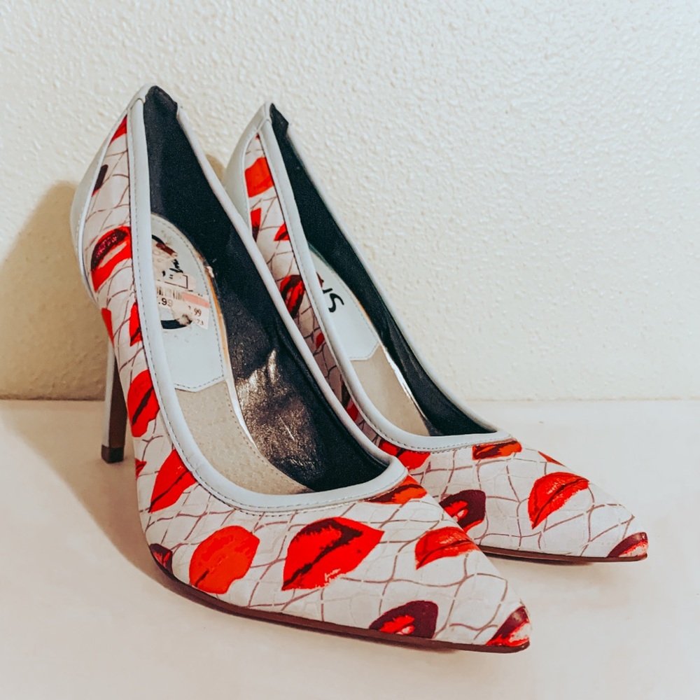 Ross Blue High Heels With Lips